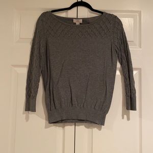 LOFT Lightweight Gray Sweater with 3/4 Sleeves